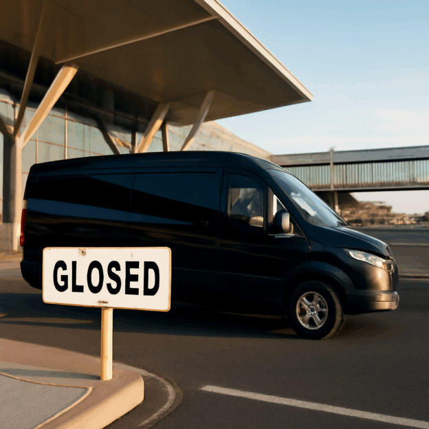eight black airport shuttle shutdown